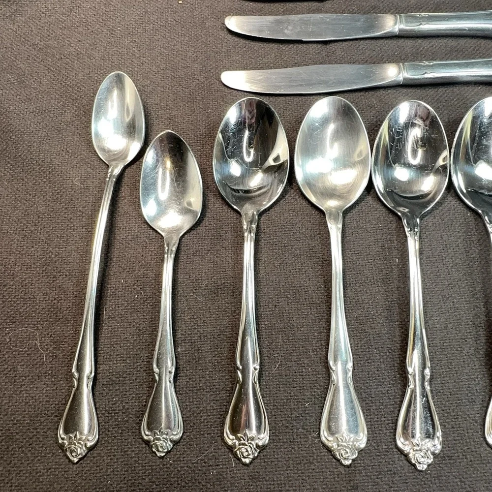 1881 Rogers Oneida ARBOR TRUE‎ ROSE Stainless Flatware 13 pc Mixed Lot